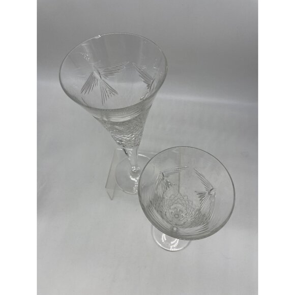 Waterford Peace Millennium Crystal Champagne Flutes Set Of 2 READ - Picture 3 of 8